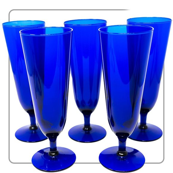 Cobalt Blue Fountain Glass (set of 5) - Picture 1 of 2